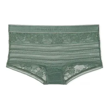 Victoria's Secret Cotton Logo Cotton Boyshort Panty / Faded Sage Underpants Women's 1 Pack Sage