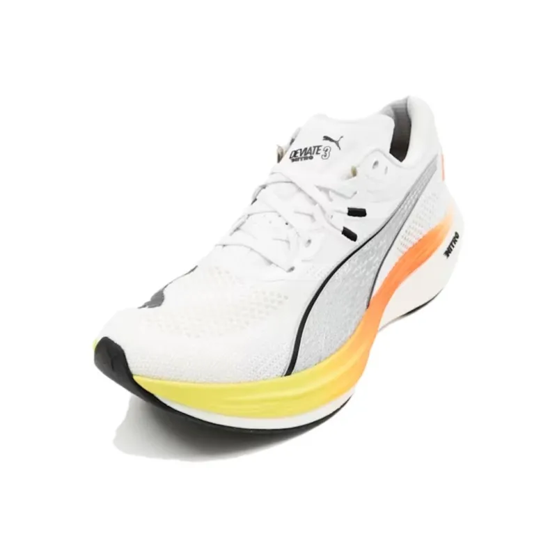 PUMA Deviate NITRO 3 Anti-Slip Wear-Resistant Low-Top Casual Running Shoes Men's White Yellow-2
