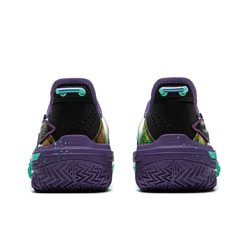 LiNing Shudder Cushioning Anti Slip And Wear Resistant Lightweight Rebound Low Top Basketball Shoes Men's Black Green-5