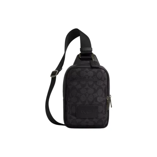 COACH Coated Canvas With Smooth Calfskin Sling Bag Shoulder Bag Crossbody Bag Mini Men's Charcoal Gray