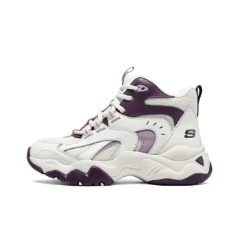 Skechers DLITES Anti Slip Wear Resistant Mid Top Casual Running Shoes Women's White Purple