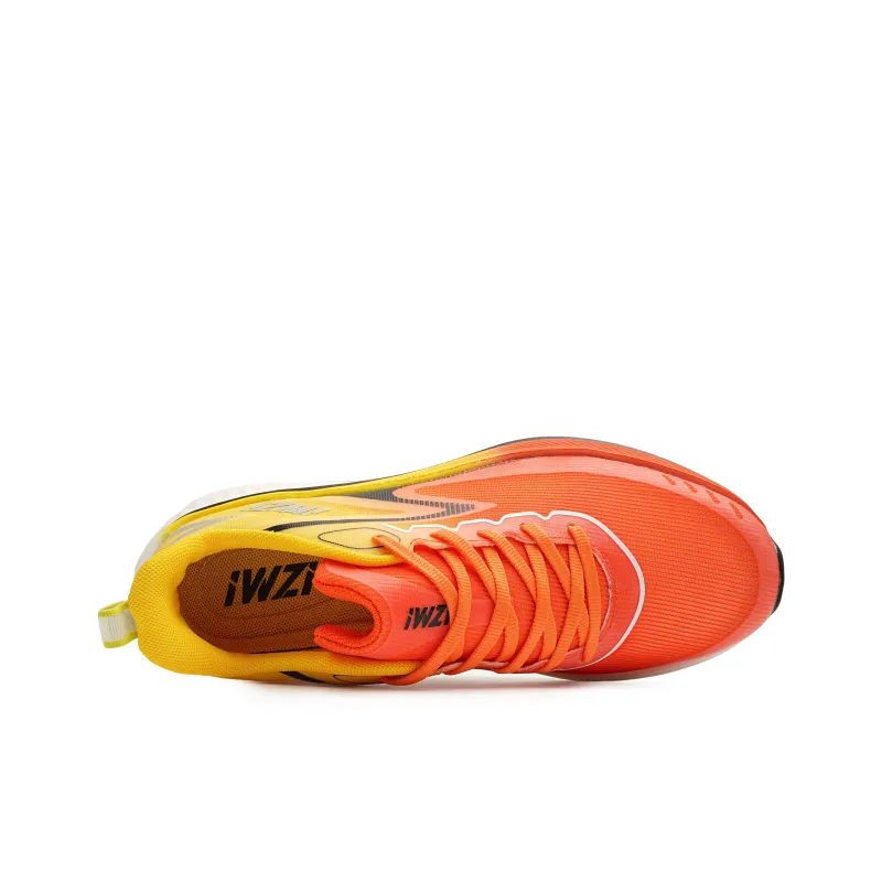IWZI Anti Slip Wear Resistant Low Top Running Shoes Unisex Amber Orange-2