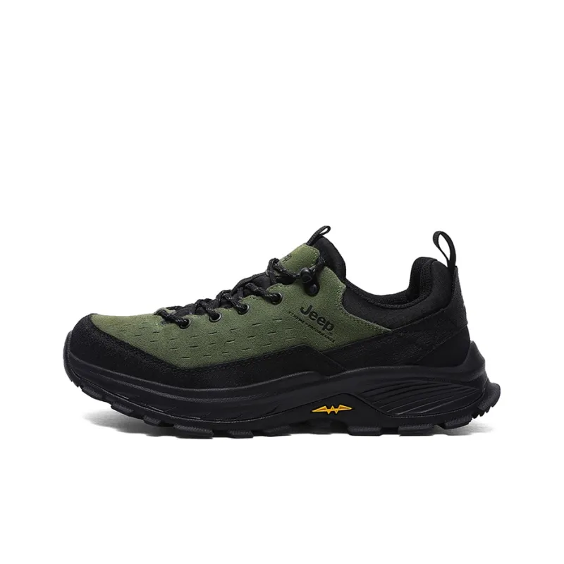 Jeep Cushioning Rebound Wear Resistant Breathable Slip Resistant Low Top Outdoor Shoes Men's Charcoal Moss Green-0