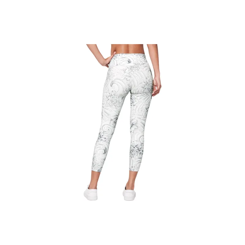 Lululemon Wunder Under Full-on® Luxtreme Fabric Athletic Trousers Women's Gray White Print-1