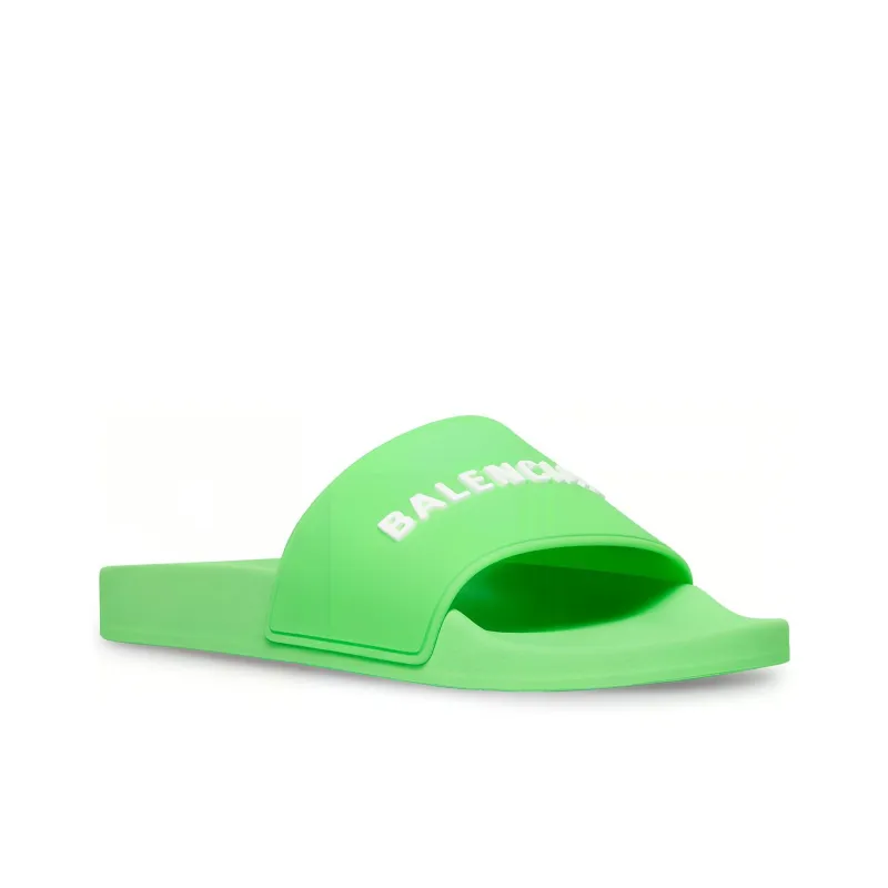 Balenciaga Pool Slide Green White-2