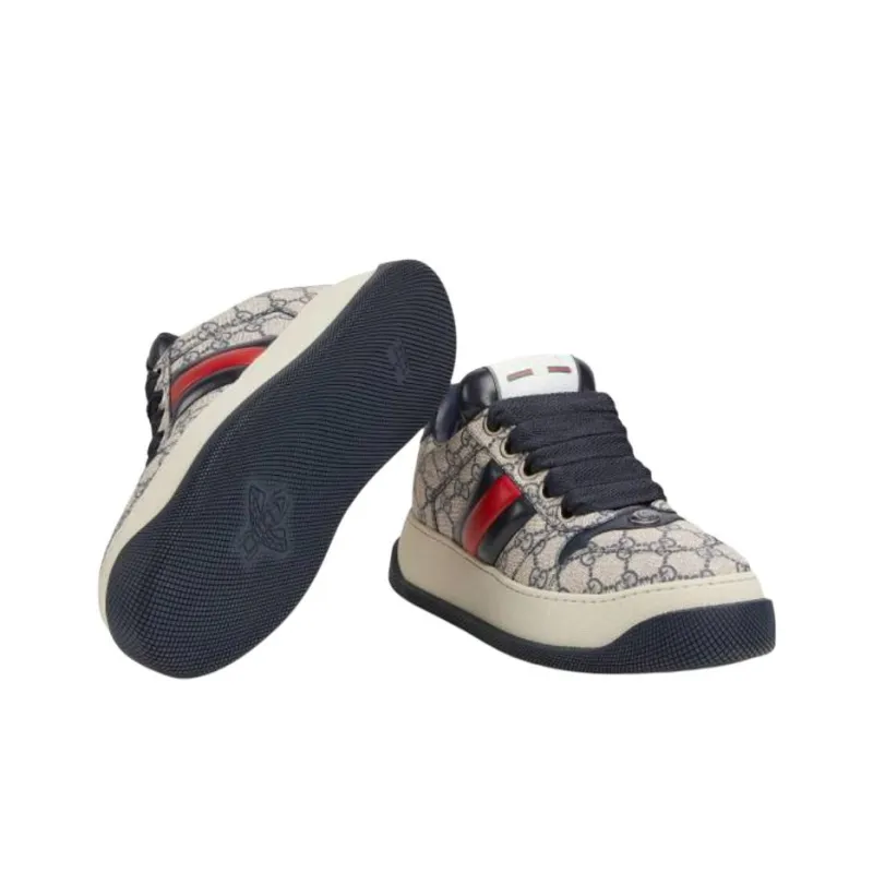 GUCCI Screener Low Top Skateboard Shoes Men's Beige-2