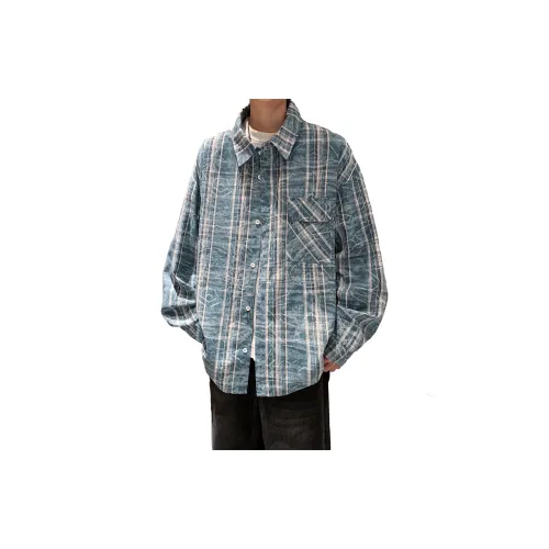 Roubini Shirts Unisex Blue Plaid