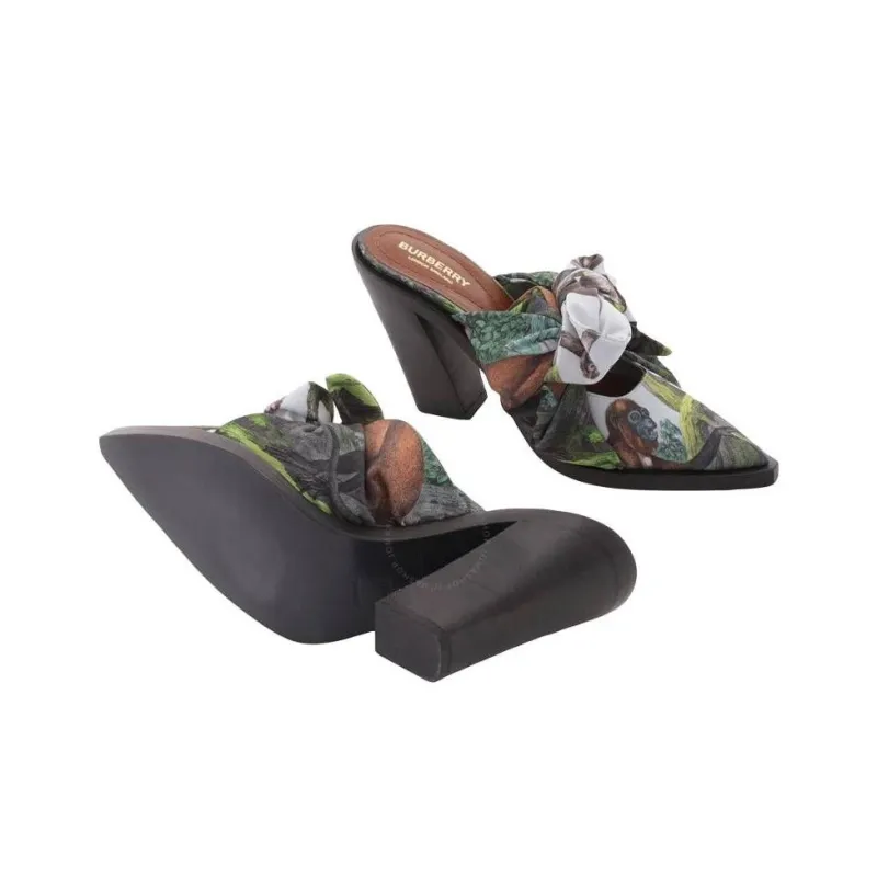 Burberry Closed Toe Slippers 10cm Women's Green-4