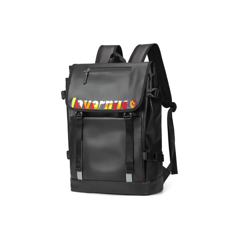 LOVERPUSS Polyurethane Backpack Regular Unisex Cool Black-2