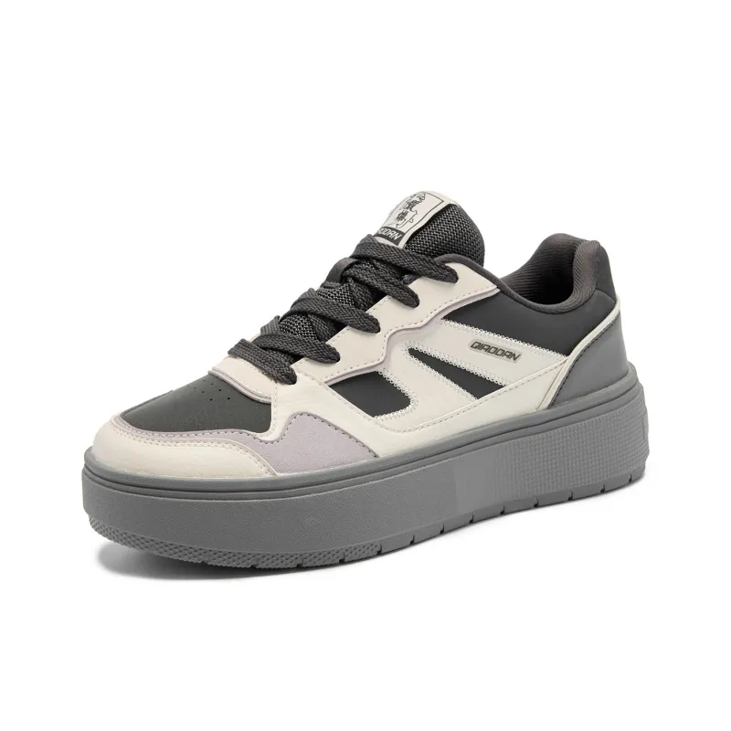 QIAODAN Height Increasing Wear-Resistant Slip-Resistant Low-Top Skateboard Shoes Women's Lightning Gray Moonlit Gray-2