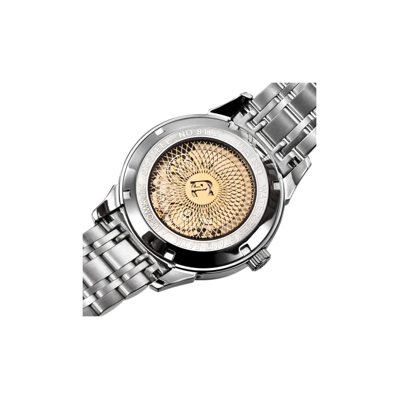 RUNOSD Automatic Mechanical Movement Stainless Steel Watchband Watch Men's Watches White Dial-2