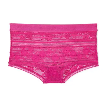 Victoria's Secret Cotton Logo Cotton Boyshort Panty / Luscious Rose Underpants Women's 1 Pack Sweet Style Rose