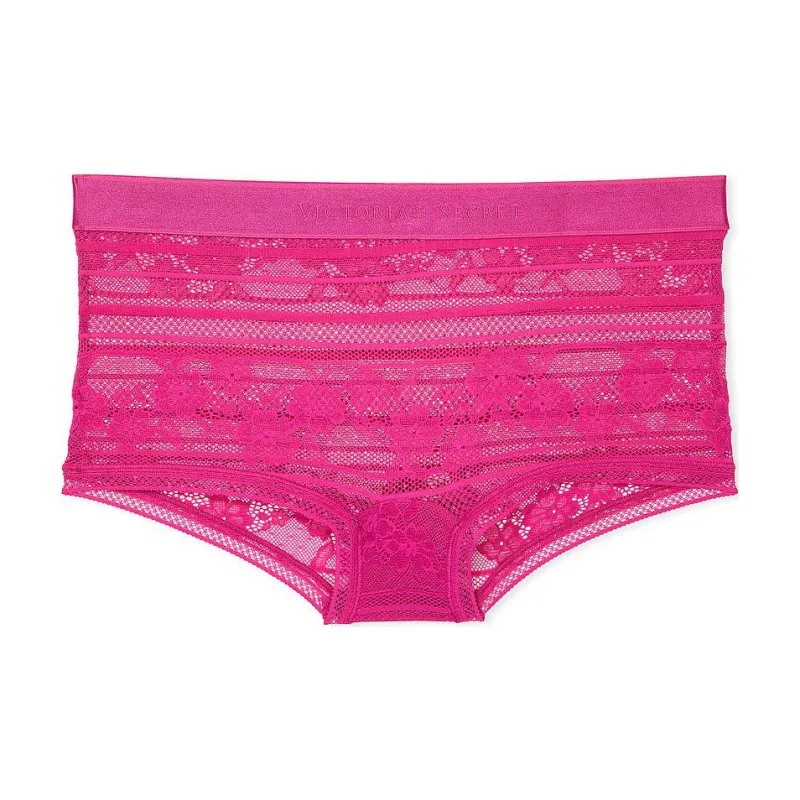Victoria's Secret Cotton Logo Cotton Boyshort Panty / Luscious Rose Underpants Women's 1 Pack Sweet Style Rose-0