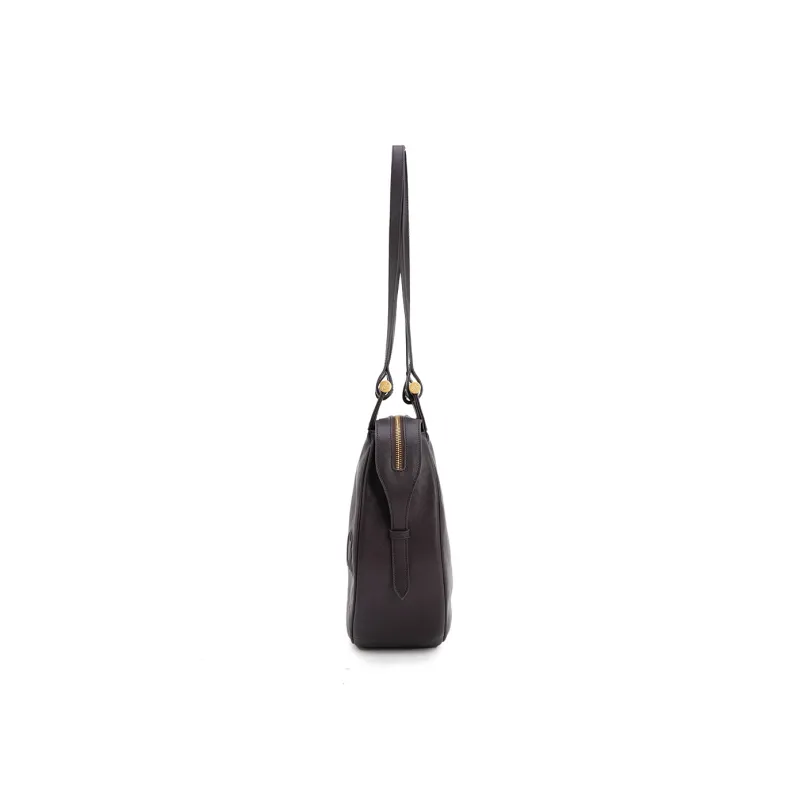 Clos Top Grain Vegetable Tanned Calfskin Apple Bag Portable Crossbody Bag Shoulder Bag Women's Brown/Black/Dark Purple-2