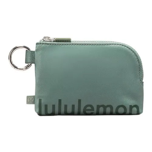 Lululemon Card Holders Eucalyptus Grey With Traditional Green