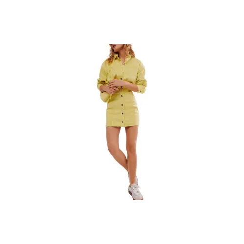 FREE PEOPLE Long-Sleeved Dresses Women's Tender Yellow/Soft Yellow