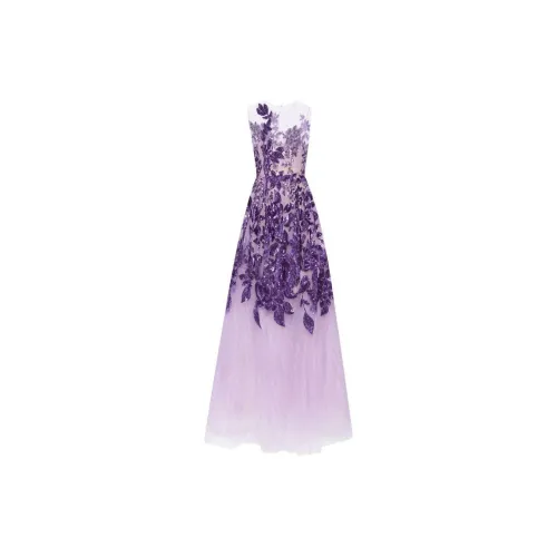 Oscar De La Renta Sleeveless Dresses Women's Purple Crystal