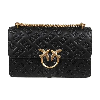 PINKO Leather Shoulder Bag Crossbody Bag Women's Black