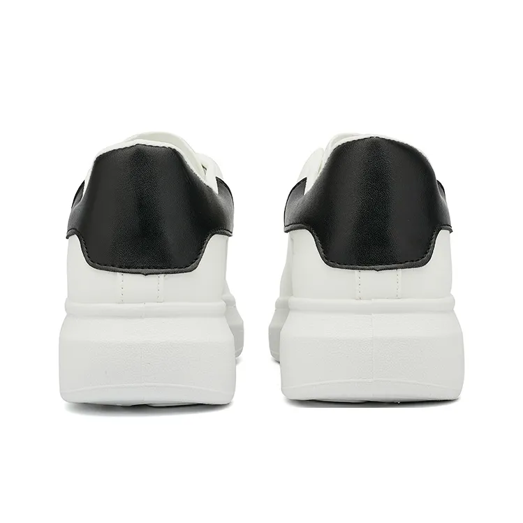 KAISER Slip Resistant Cushioning Height Increasing Low Top Skateboard Shoes Unisex White Black Tail-3