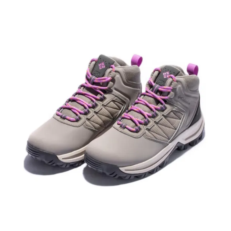Columbia Anti Slip Wear Resistant Mid Top Hiking Shoes Women's Gray Pink-2