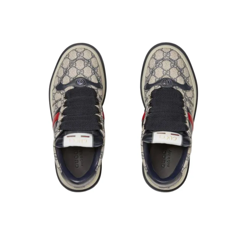 GUCCI Screener Low Top Skateboard Shoes Men's Beige-3