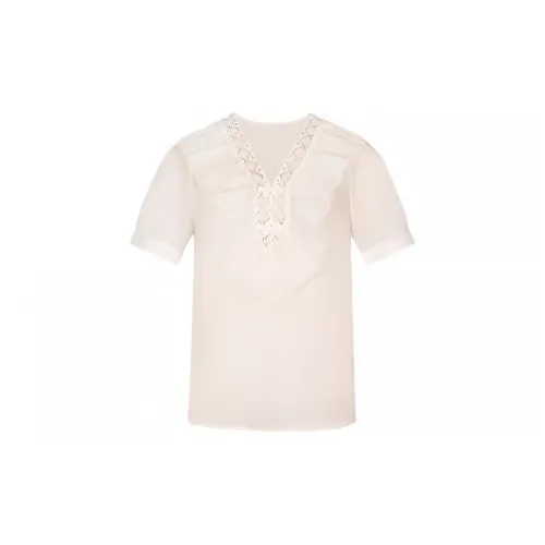 Tulip Taste Chiffon Shirts Women's Vanilla Beige