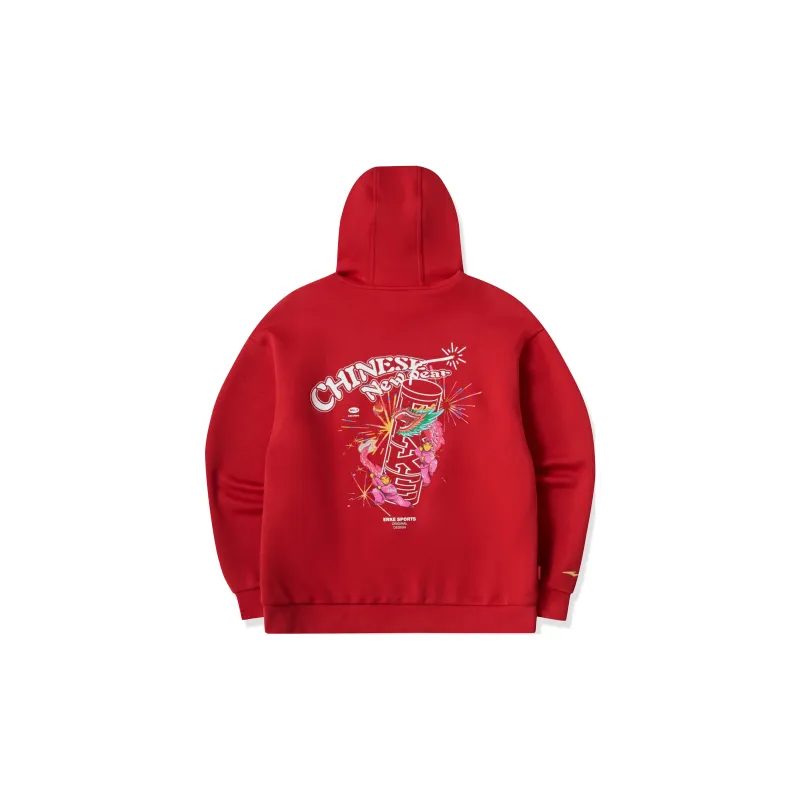 Erke New Year Fireworks Collection Sports Lifestyle Collection Sweatshirt Unisex Prosperous Red-1