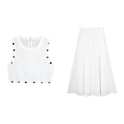 IS SASAINC Two Piece Skirt Sets Women's White