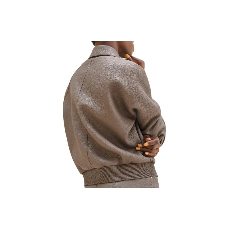 HERMES Leather Jacket Women's Gray-1