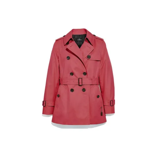 COACH Trench Coats Women's Watermelon Red