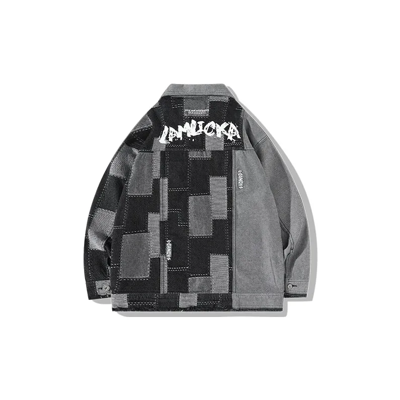 LAMLICKA Loose Fit Denim Jacket Unisex Black-1