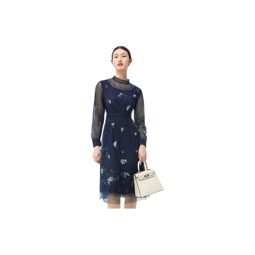 JZ. ANNAKRO Long-Sleeved Dresses Women's Floral Dark Blue