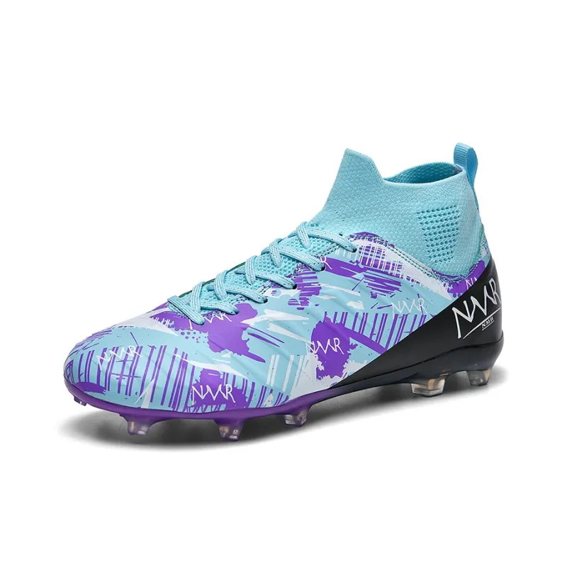 NMR FG Rubber Long Studs TF Rubber Broken Studs Water-Resistant Slip-Resistant Soccer Shoes Unisex White Blue Pink-12