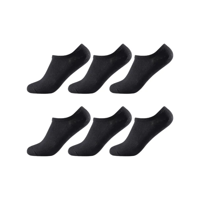 INVISIBLE Ankle Socks Unisex 6 Pack Black-0