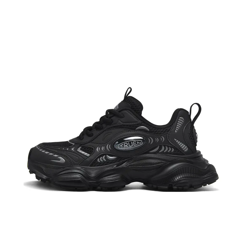ZHENEN Slip-Resistant Breathable Height Increasing Low-Top Chunky Sneakers Unisex Black-0