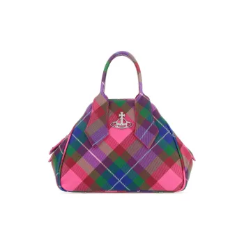 Vivienne Westwood Yasmine Orb-Plaque Checked Small Tote Bag