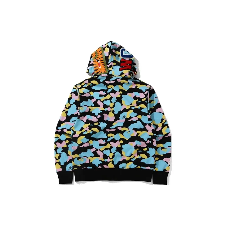 Bape New Multi Camo Shark Relaxed Full Zip Hoodie-1
