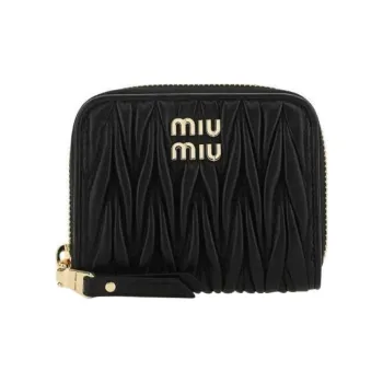 MIU MIU Quilting Lambskin Wallet Women's Black