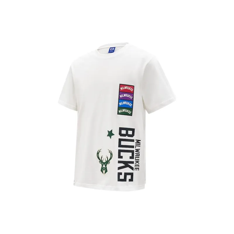 NBA Bucks Team T Shirts Men White-2