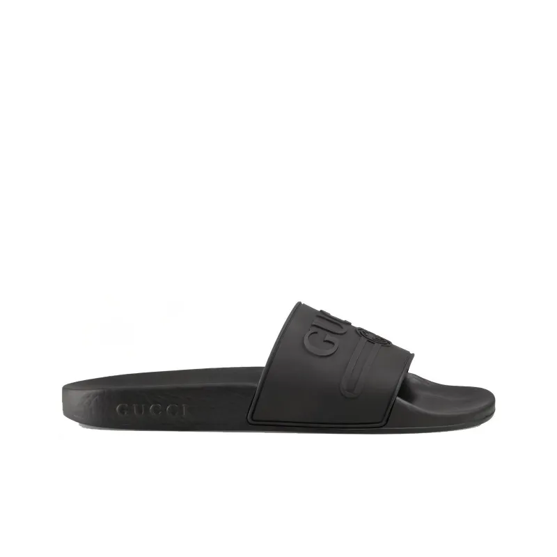 GUCCI Women's Logo Rubber Slide 'Black' Women's-1