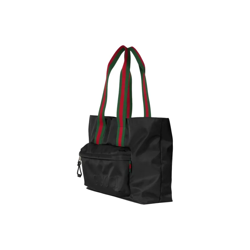 GUCCI Nylon Tote Bag, Shopping Bag, Handbag, Shoulder Bag Large Size Men's Black-1