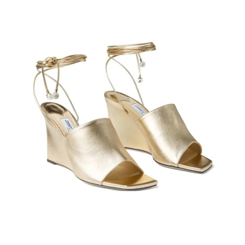 Jimmy Choo Elyna Metallic Wedge Sandals-2