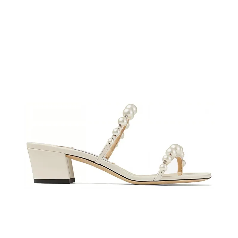 Jimmy Choo Amara 45 Slide Slippers 4.5cm Women's White-1