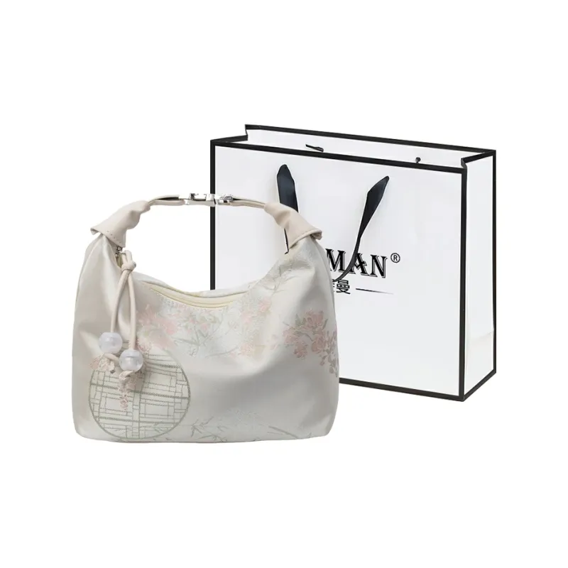 FAMAN Fabric Handbag Regular Women's White/Blue/Pink-14