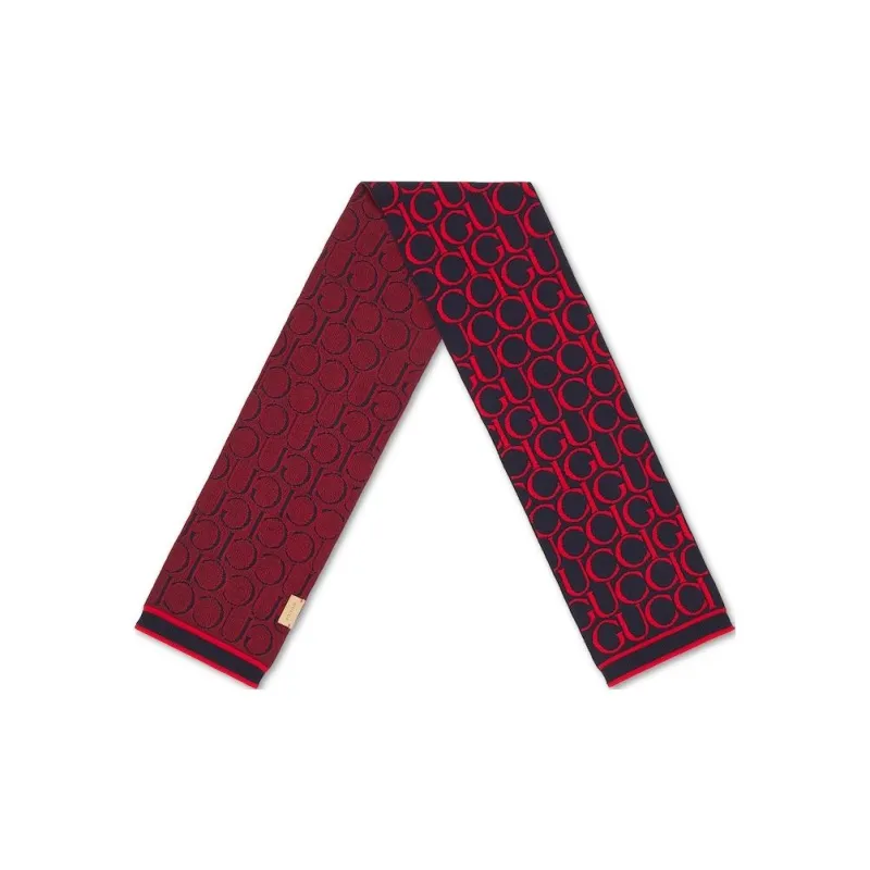 GUCCI Logo Jacquard Striped Trim Scarf-1