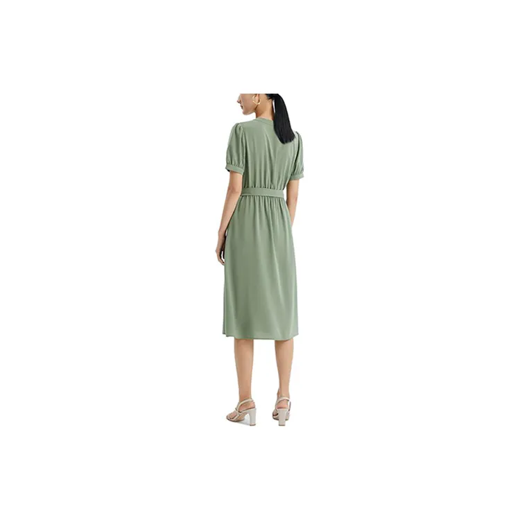 GOELIA Short Sleeved Dresses Women's Gray Green-1