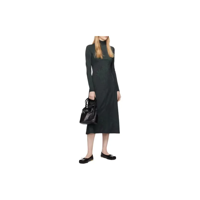 MM6 Maison Margiela Long Sleeved Dresses Women's Dark Green-2