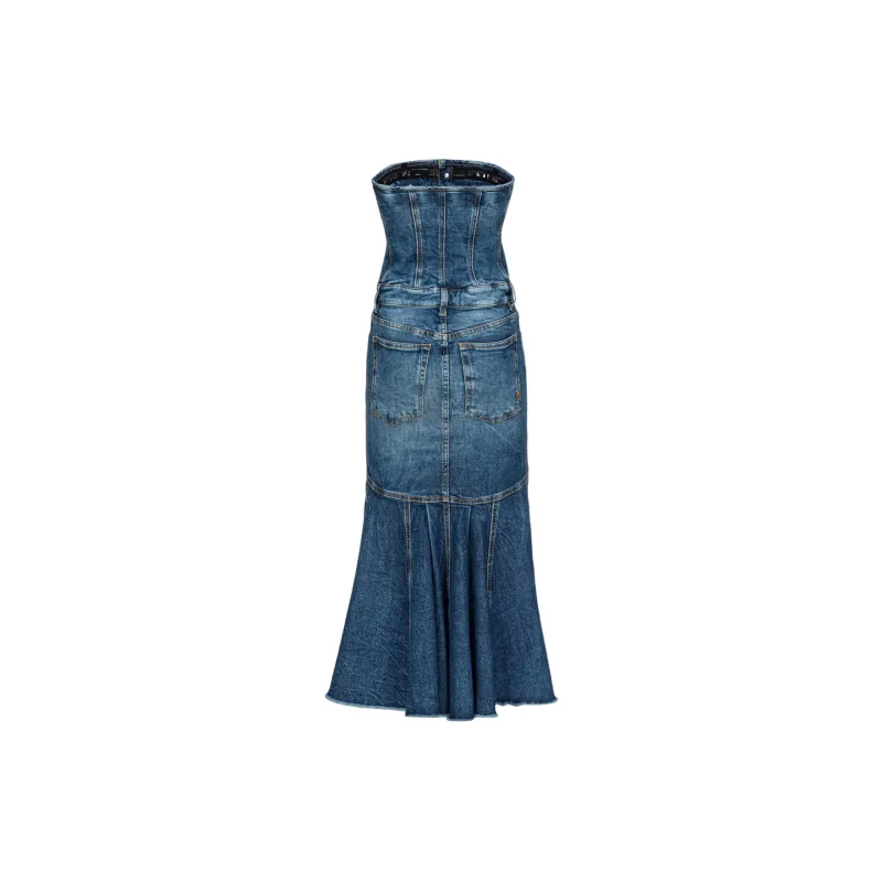 PINKO Bandeau style Denim Dress-1