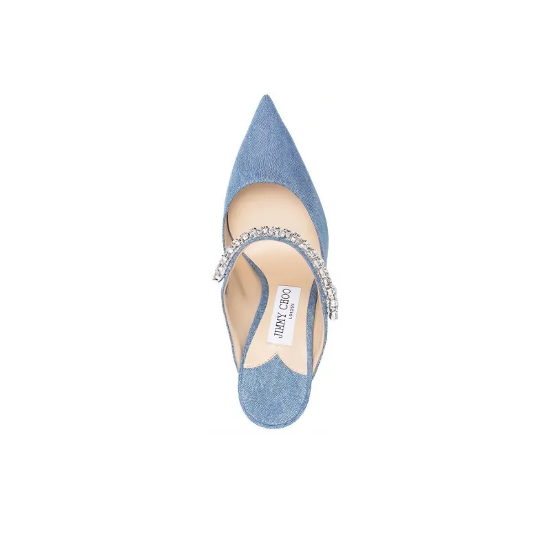 Jimmy Choo Bing 100mm Denim Mules-4