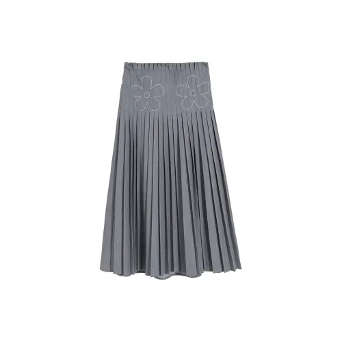 Ouyang Casual Long Skirts Women's Gray